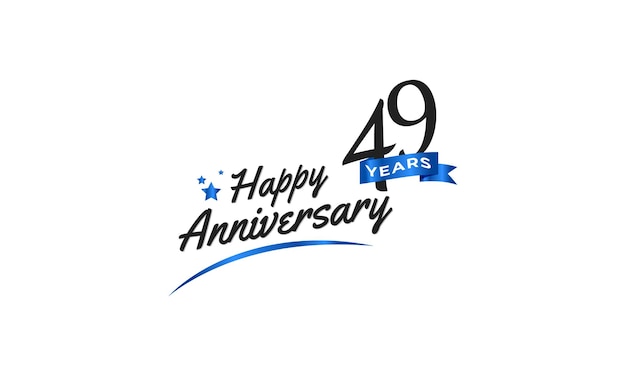 Celebración del aniversario de 49 años con blue swoosh y blue ribbon symbol template design illustration