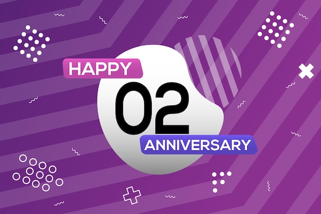Celebración de aniversario de diseño de vector de logotipo de aniversario de 02 años con forma geométrica colorida