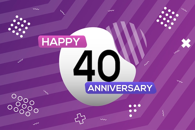 Celebración de aniversario de diseño de vector de logotipo de aniversario de 40 años con forma geométrica colorida