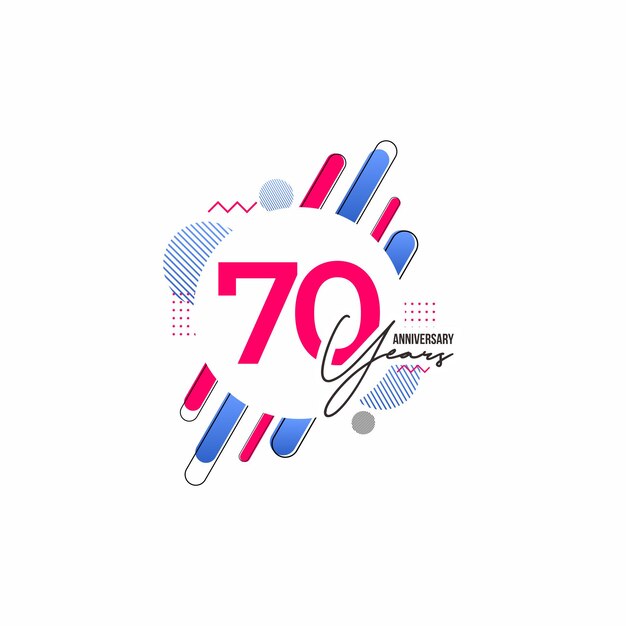 Celebración del aniversario del vector Año Números 70