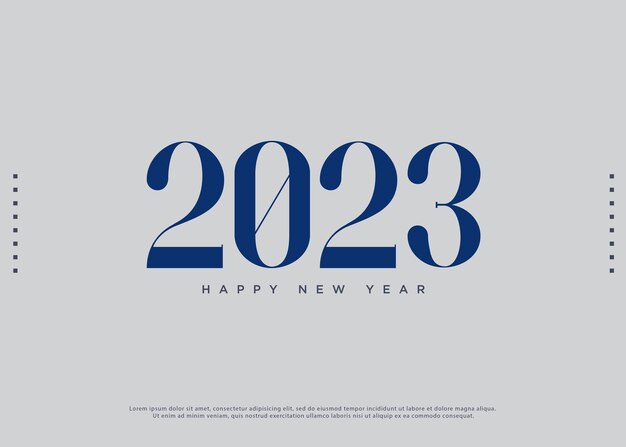 Vector celebración de año nuevo 2023 con números azules planos.