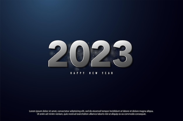 celebración de año nuevo 2023 con números plateados.