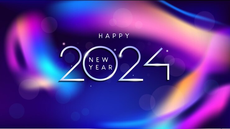 Vector celebración del año nuevo 2024 feliz año nuevo bienvenido al diseño de 2024 con un aspecto moderno 2024 nuevo