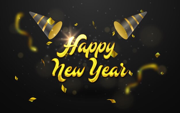 Celebración de año nuevo fondo negro dorado