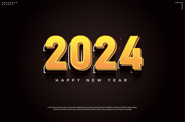 celebración de año nuevo con rayas blancas atando el número 2024