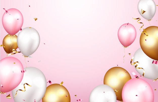 El cuarto con globos rosas Foto Premium, Premium Photo #Freepik #photo  #fondo #cumpleanos #rosa #color