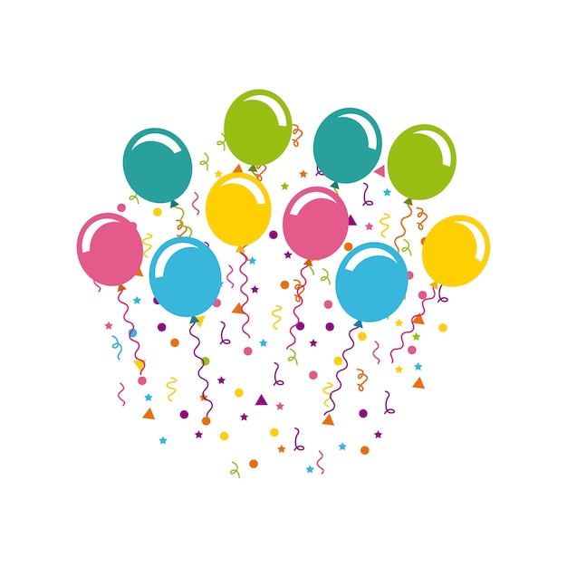 Vector celebración de cumpleaños con fiesta de globos de aire