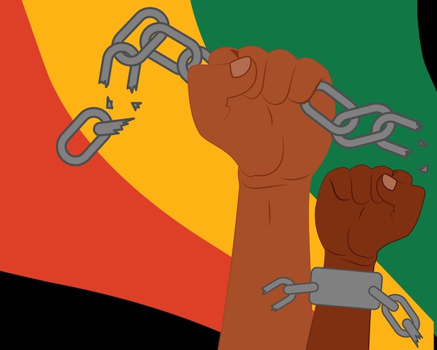 Celebración del decimosexto con manos y cadenas ilustración manos encadenadas ilustración puño levantado
