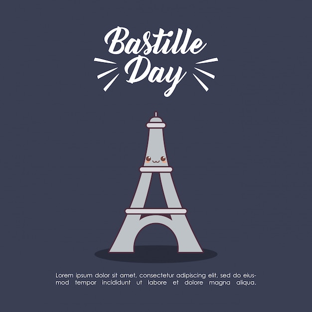 Celebración del día de la bastilla con la torre eiffel