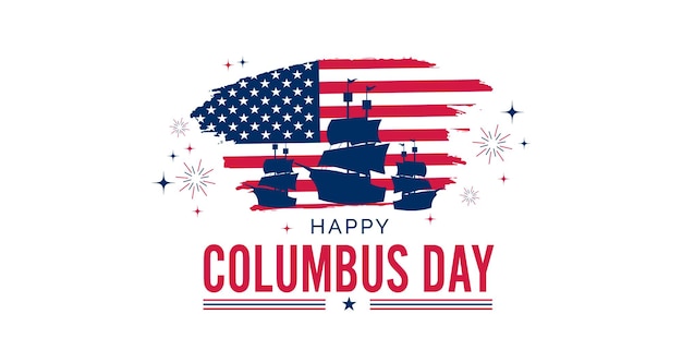 Celebración del Día de Colón con silueta de barco Ilustración vectorial Diseño de fondo del Día de Columbus