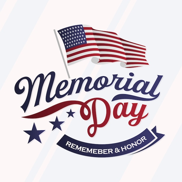 Celebración del día conmemorativo de los Estados Unidos recuerde y honre el emblema de la plantilla Ilustración vectorial