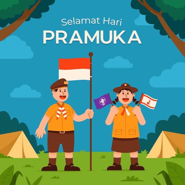 Celebración del día del escultismo de indonesia