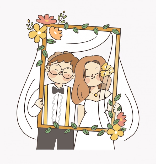 Celebración día feliz matrimonio ilustración