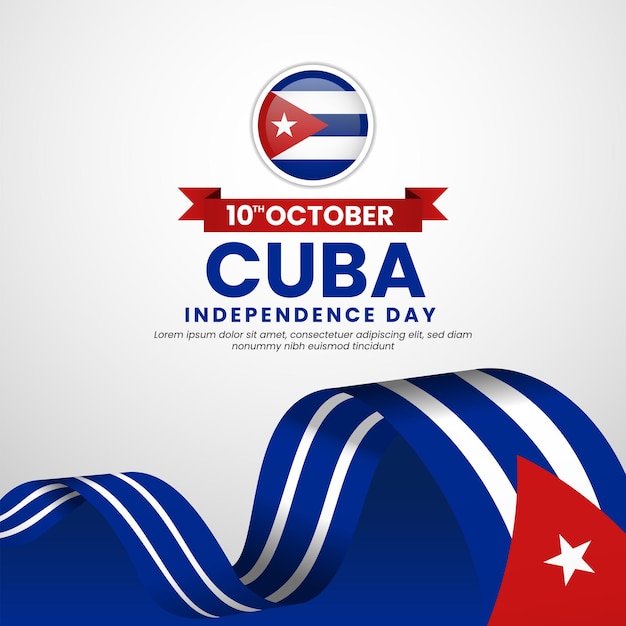 Celebración del día de la independencia de Cuba con espacio de texto cuadrado Ilustración de bandera agitando el fondo de la bandera