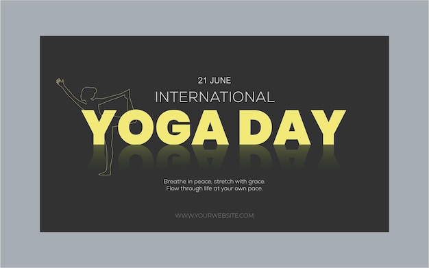Celebración del Día Internacional del Yoga el 21 de junio Ilustración de póster de vector de bienestar