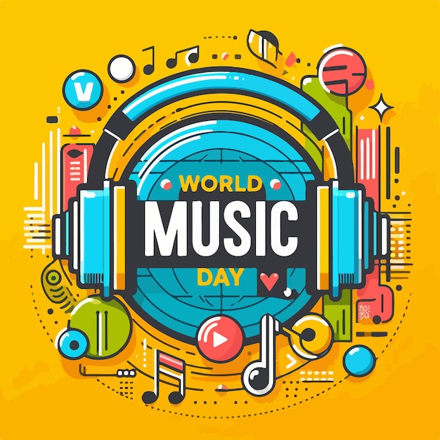 Vector celebración del día mundial de la música ilustración vectorial de fondo concepto de publicación en las redes sociales