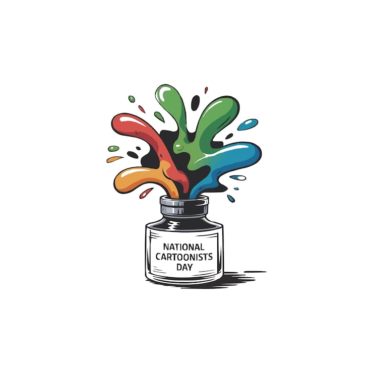 Vector celebración del día nacional de los caricaturistas con salpicaduras de tinta