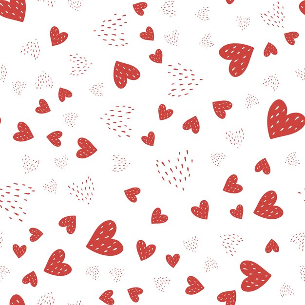 Celebración del día de san valentín de amor hermoso patrón de corazones planos de fondo de vector transparente