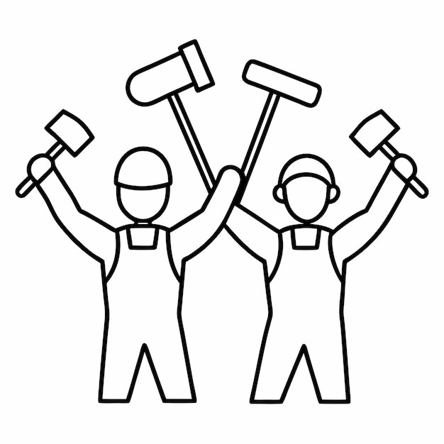 Celebración del Día del Trabajo Trabajadores con herramientas Arte de ilustración vectorial para diseño gráfico imprimible