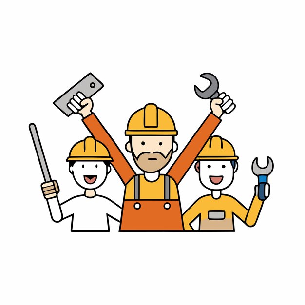 Celebración del Día del Trabajo Trabajadores con herramientas Arte de ilustración vectorial para diseño gráfico imprimible