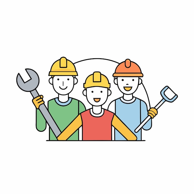 Celebración del Día del Trabajo Trabajadores con herramientas Arte de ilustración vectorial para diseño gráfico imprimible