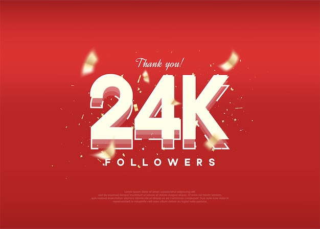 Celebración de diseño moderno de 24k seguidores en un lujoso fondo rojo
