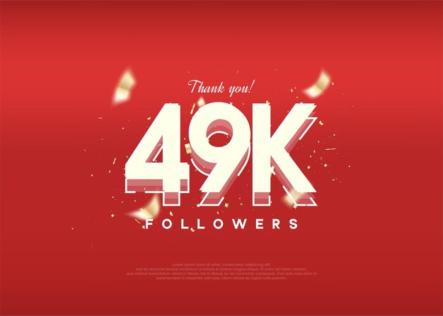 Celebración de diseño moderno de 49.000 seguidores en un lujoso fondo rojo