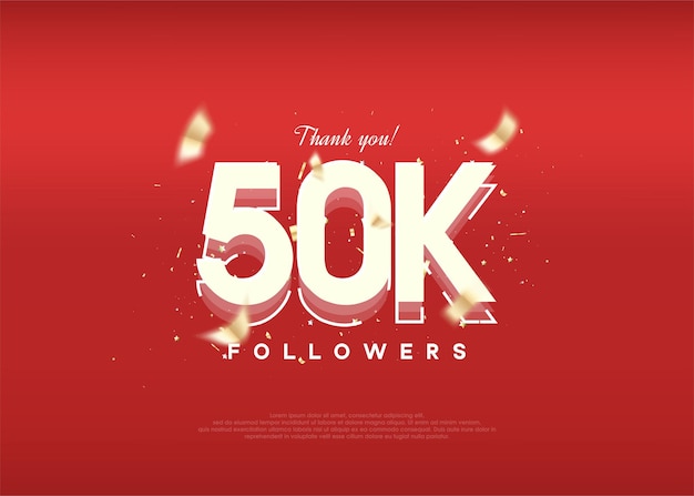Celebración de diseño moderno de 50k seguidores en un lujoso fondo rojo