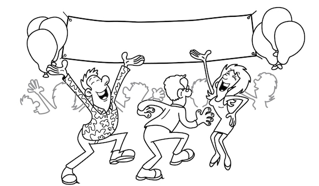 Celebración divertida de la fiesta de cumpleaños Esbozo de baile y escena festiva