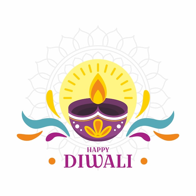 Celebración de diwali en diseño plano