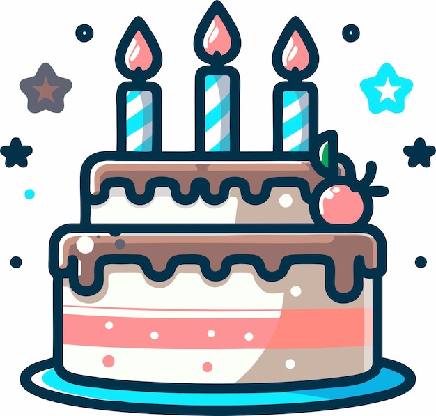 Celebración dulce diseño plano pastel de cumpleaños