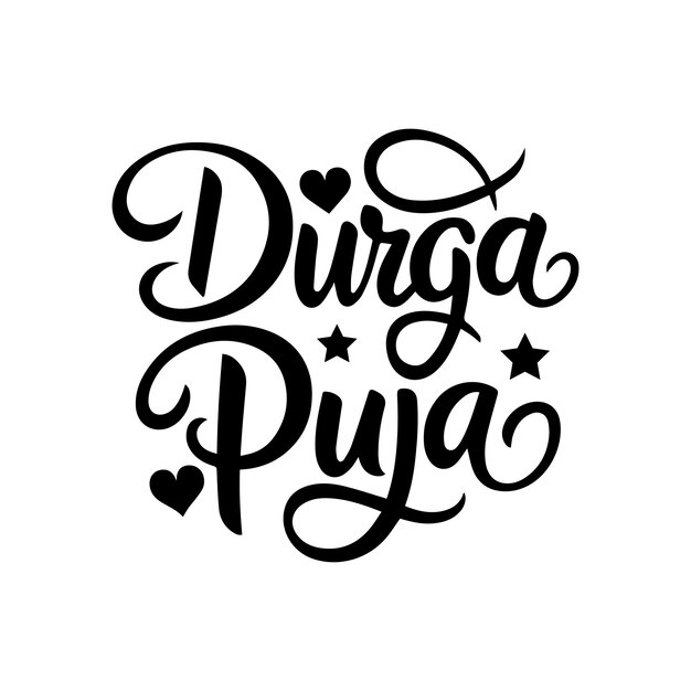 Celebración de Durga Puja Diseño de escritura caligráfica Ilustración vectorial de texto tipografía