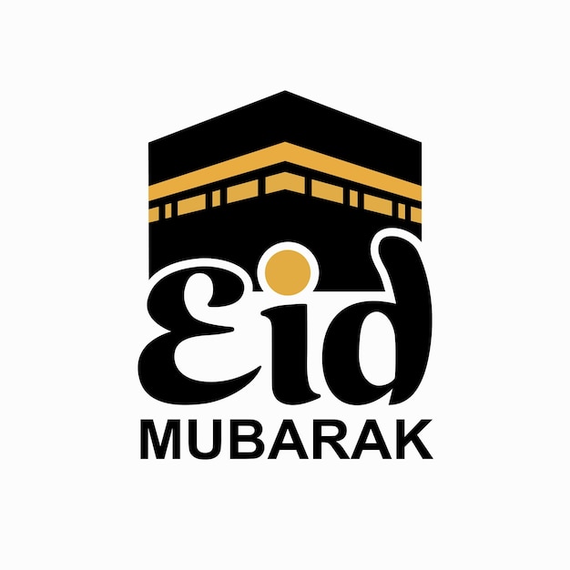 Celebración del Eid Mubarak con la ilustración de la Kaaba