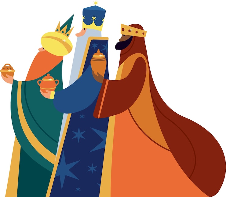 Vector celebración de la epifanía de los tres magos día tradicional español de los tres reyes