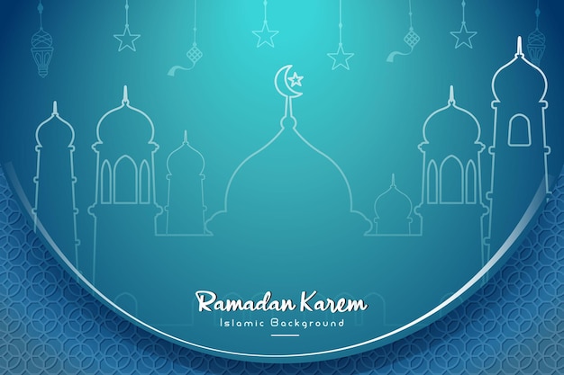 Celebración especial de Ramadán Kareem Fondo con mezquita y patrón de estrellas