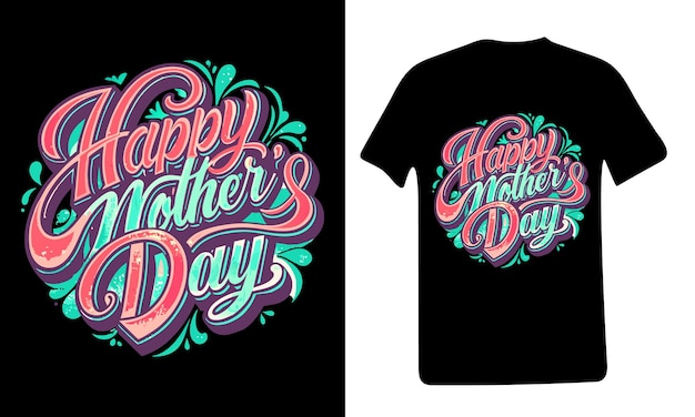 Celebración del evento del día de la madre tipografía arte vectorial diseño gráfico para camiseta negra