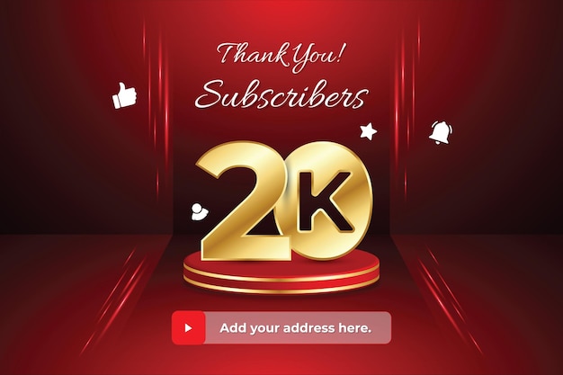 Celebración Fanático de las redes sociales Suscriptores de 20K Diseño de banner