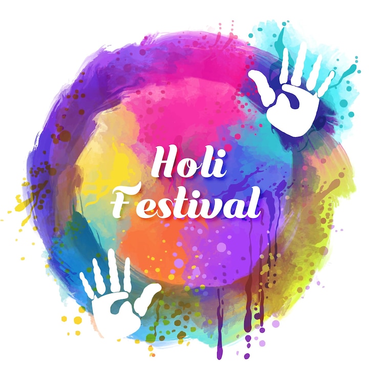 Vector celebración del festival indio feliz holi colorido fondo de salpicaduras