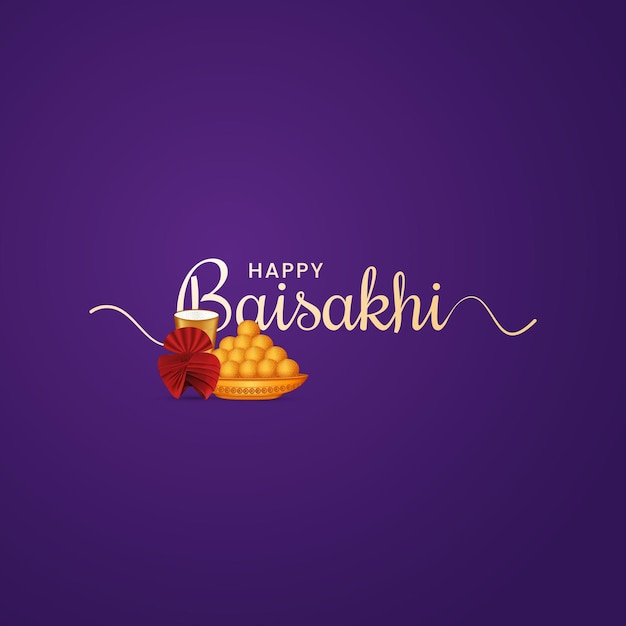 Celebración del festival Punjabi Diseño creativo del festival Vaisakhi Baisakhi con tipografía