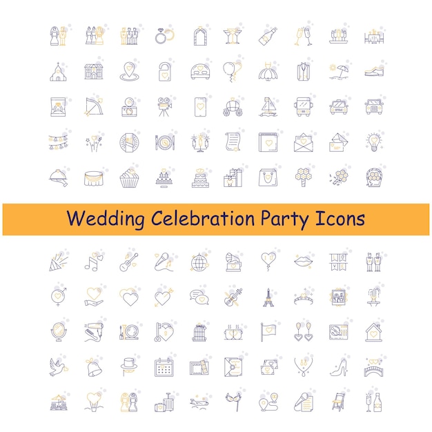 Celebración de la fiesta de bodas Colección de diseño de íconos vectoriales