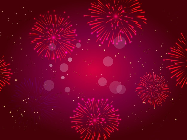 Celebración de fuegos artificiales rojos en el cielo nocturno