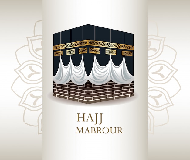 Celebración de hajj mabrour con el monumento de la meca