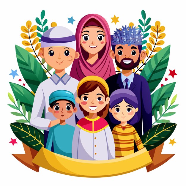 Vector celebración islámica del ramadán fiesta de iftar mascota dibujada a mano personaje de dibujos animados pegatina concepto de icono