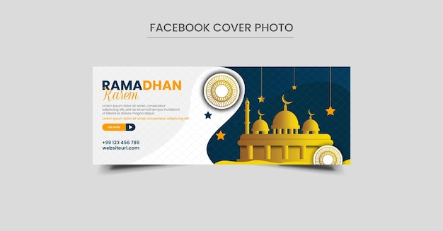 Vector celebración islámica de ramadhan kareem redes sociales foto de portada de facebook diseño de plantilla