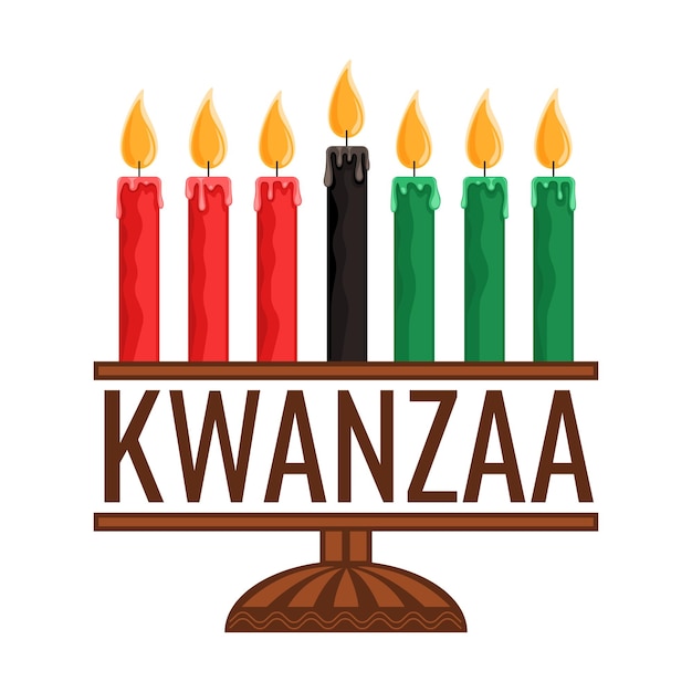 Celebración de Kwanzaa. Kinara con velas. Festival afroamericano, semana de celebraciones de Año Nuevo.