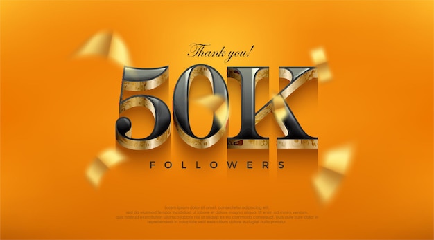 Celebración de lograr 50k seguidores carteles pancartas diseño de publicaciones en redes sociales vector fondos premium