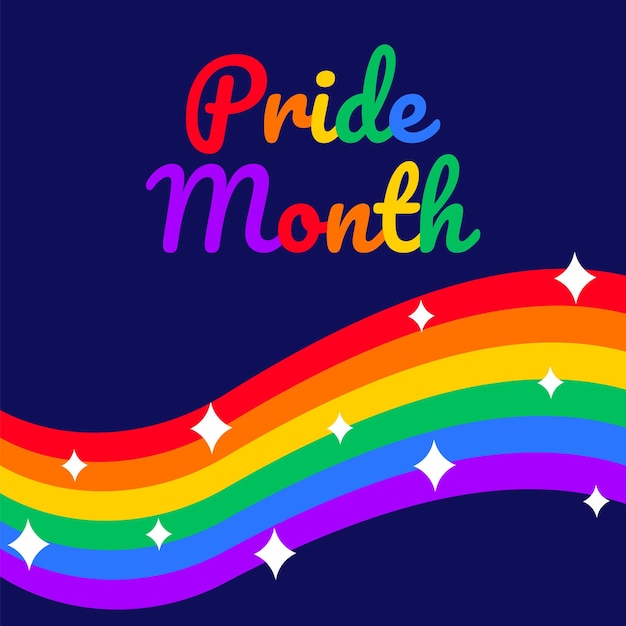 Celebración del mes del orgullo con arco iris y estrellas