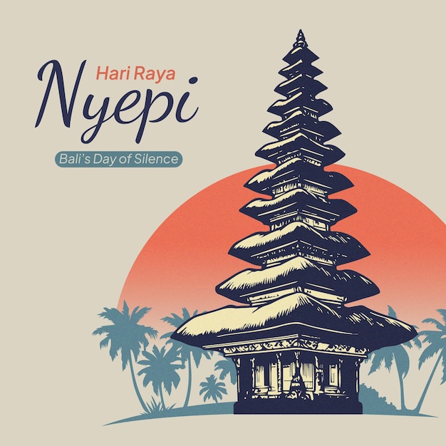 Celebración nyepi dibujada a mano