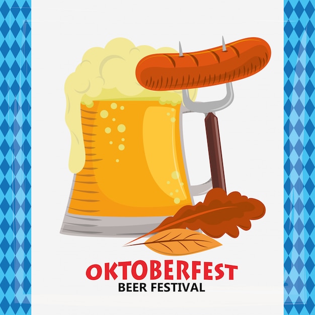 Celebración del oktoberfest con cerveza y salchichas.