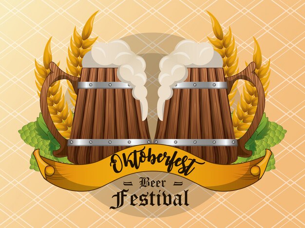 Vector celebración del oktoberfest, diseño del festival de la cerveza.